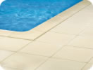Deco Pool Coping internal angle in buff with Atlantic paving